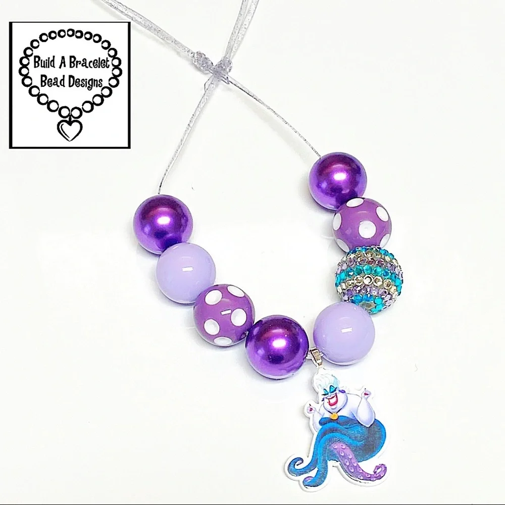 Ursula Inspired Disney Villain Bubblegum Chunky Necklace Girls Purple
